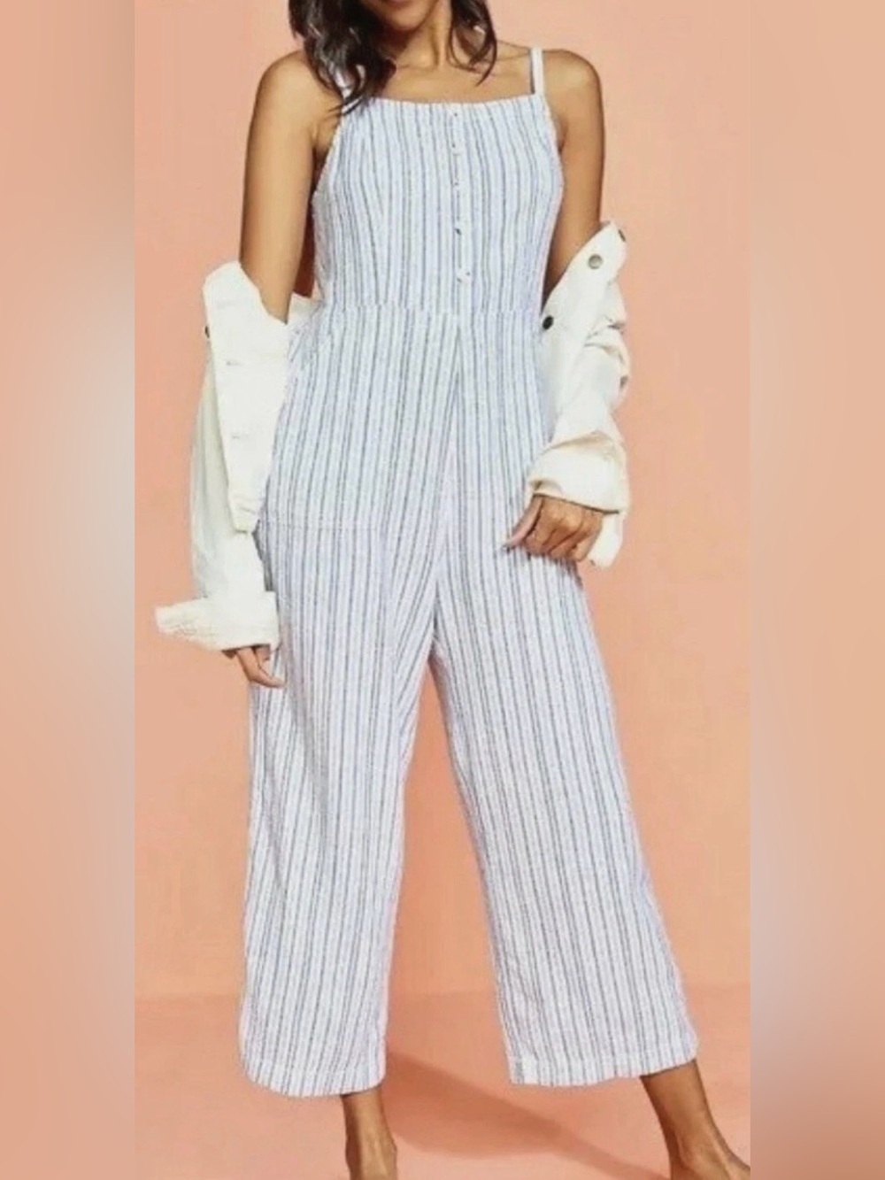 Old Navy Capri Linen Blend Wide Leg Jumpsuit Large Tall - C45-016
